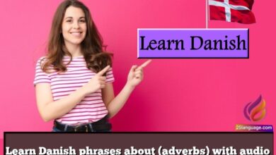 Learn Danish phrases about (adverbs) with audio
