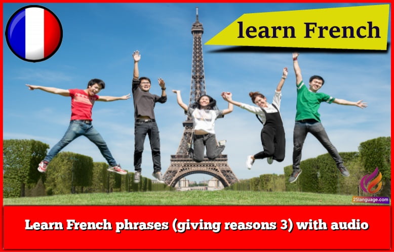 Learn French phrases (giving reasons 3) with audio